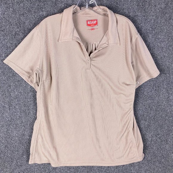 Red Kap Polo Shirt Women's XL Short Sleeve Beige 100% Polyester Adults - Picture 1 of 8